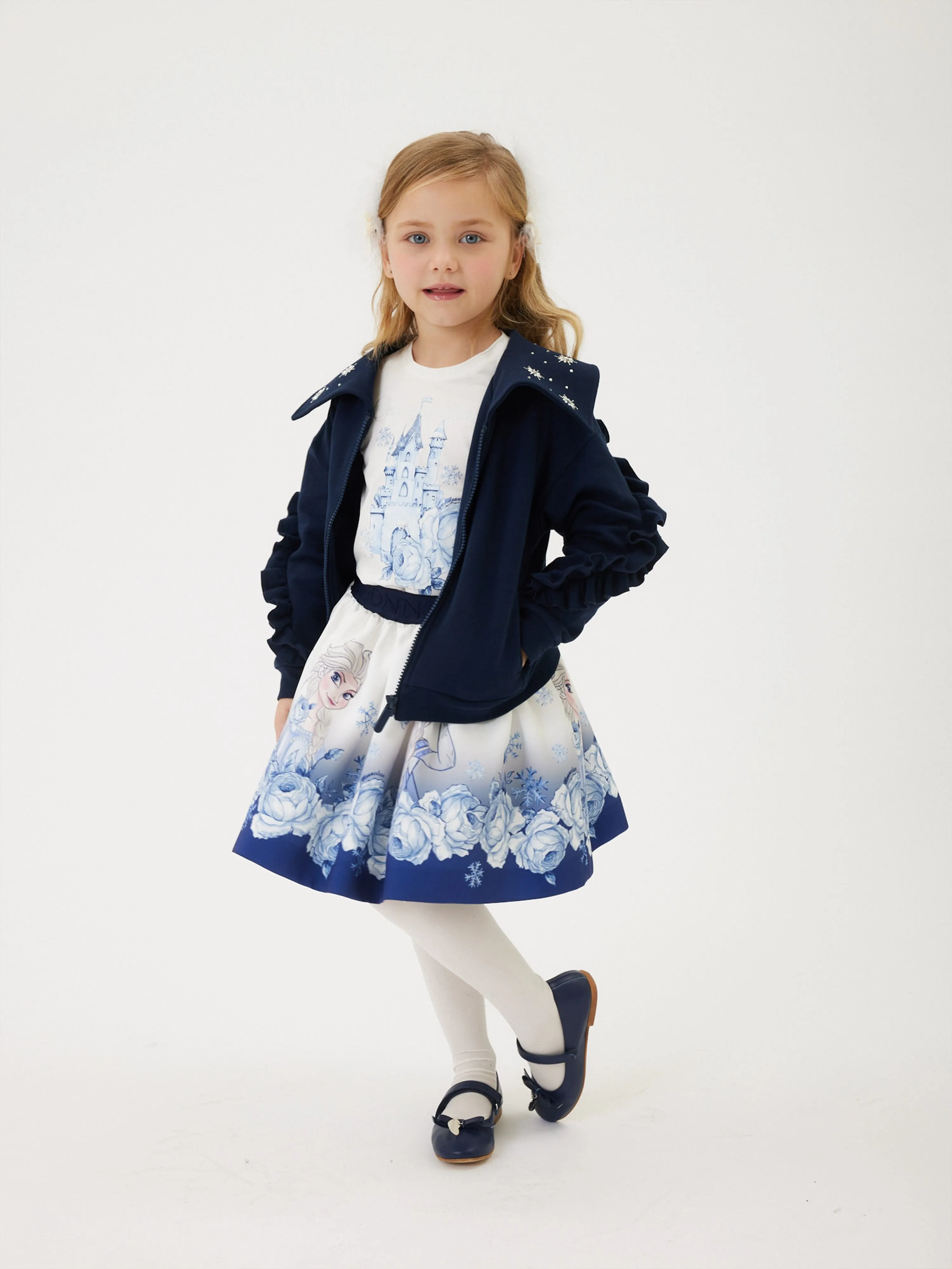 Monnalisa Girls Elsa Mikado Skirt in Blue