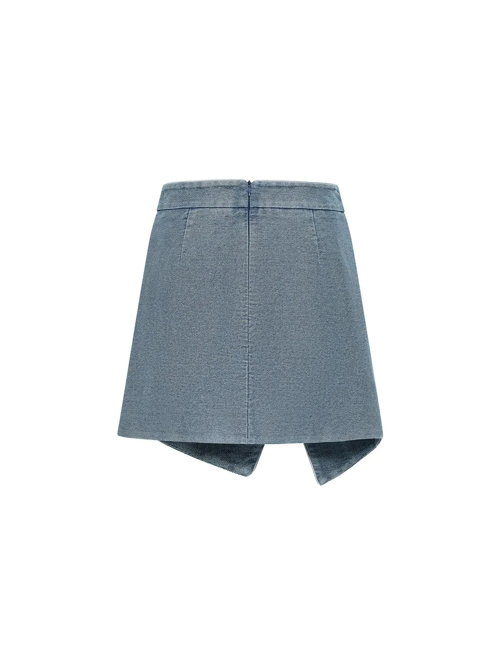 MUKZIN Linglong“Denim Series”Heavy Embellished Sequin Embroidery Asymmetrical Denim Skirt