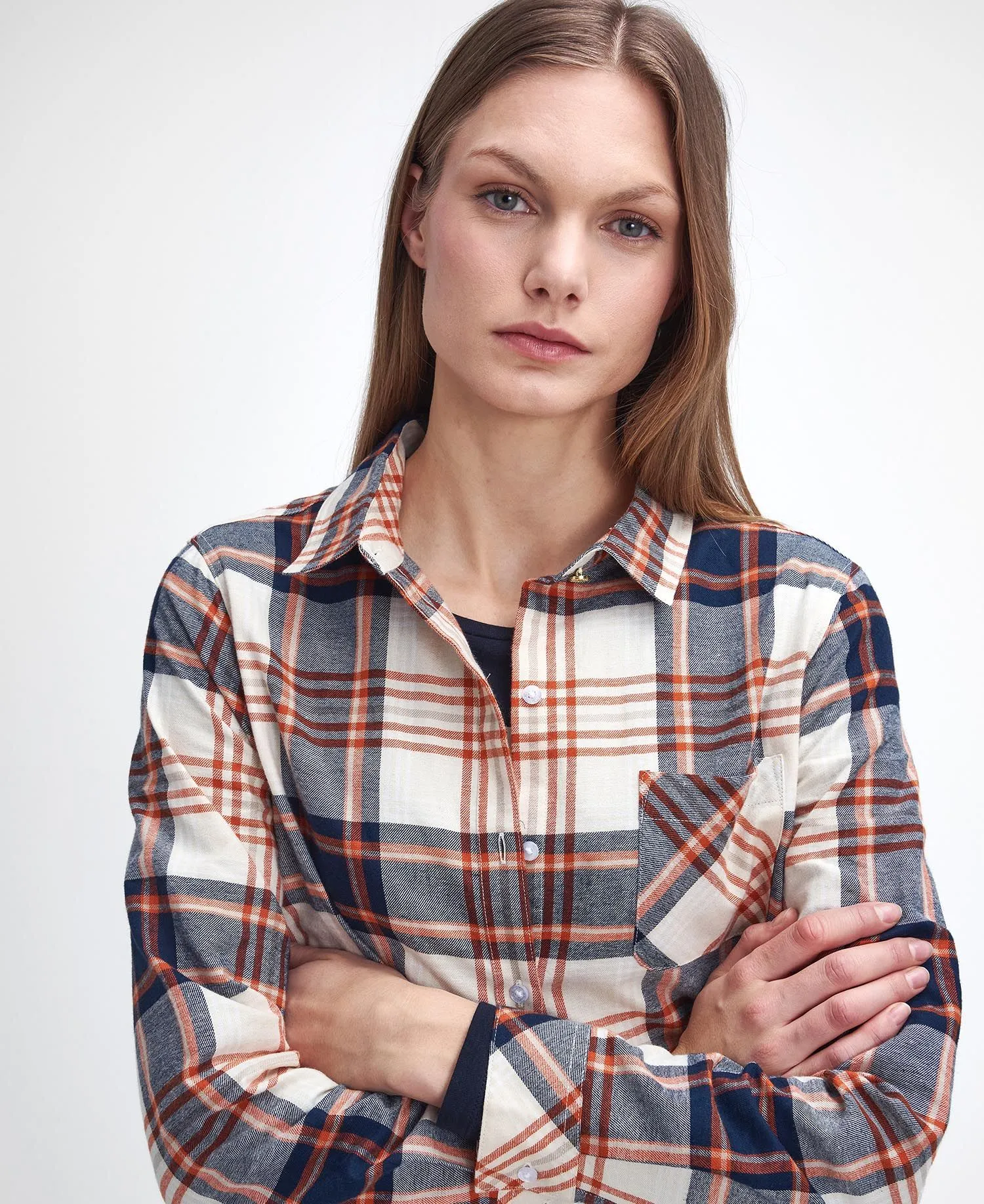 Pendula Regular Long-Sleeved Shirt - Cloud/Spiced Pumpkin Check