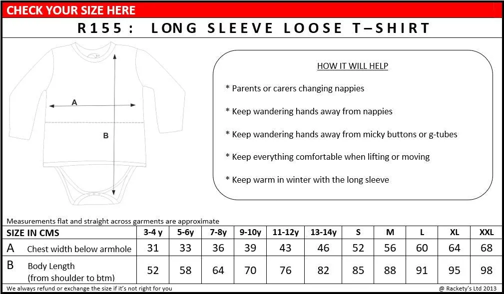 R155 Long Sleeve Loose T-shirt With Poppers (Adults)