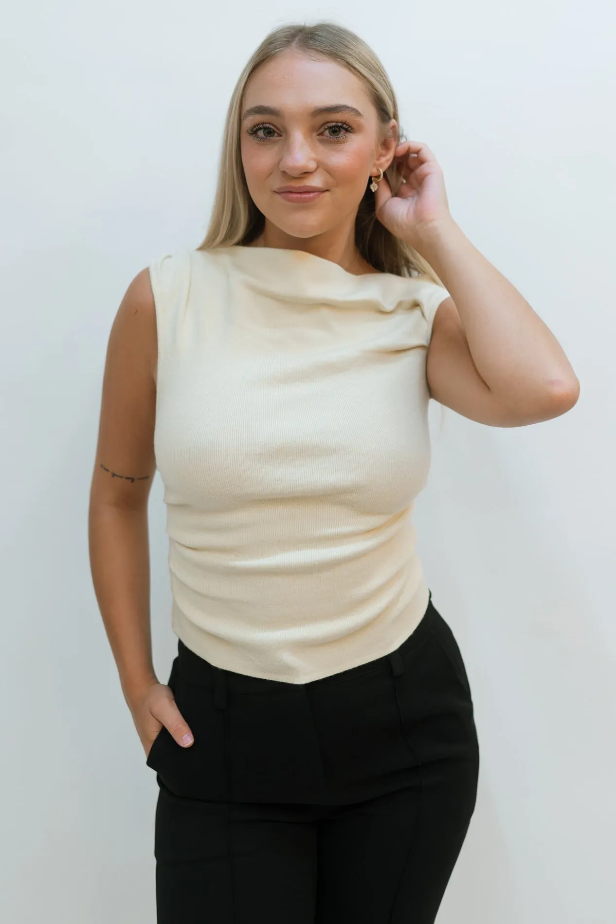 Ruth Asymmetrical Top - Cream