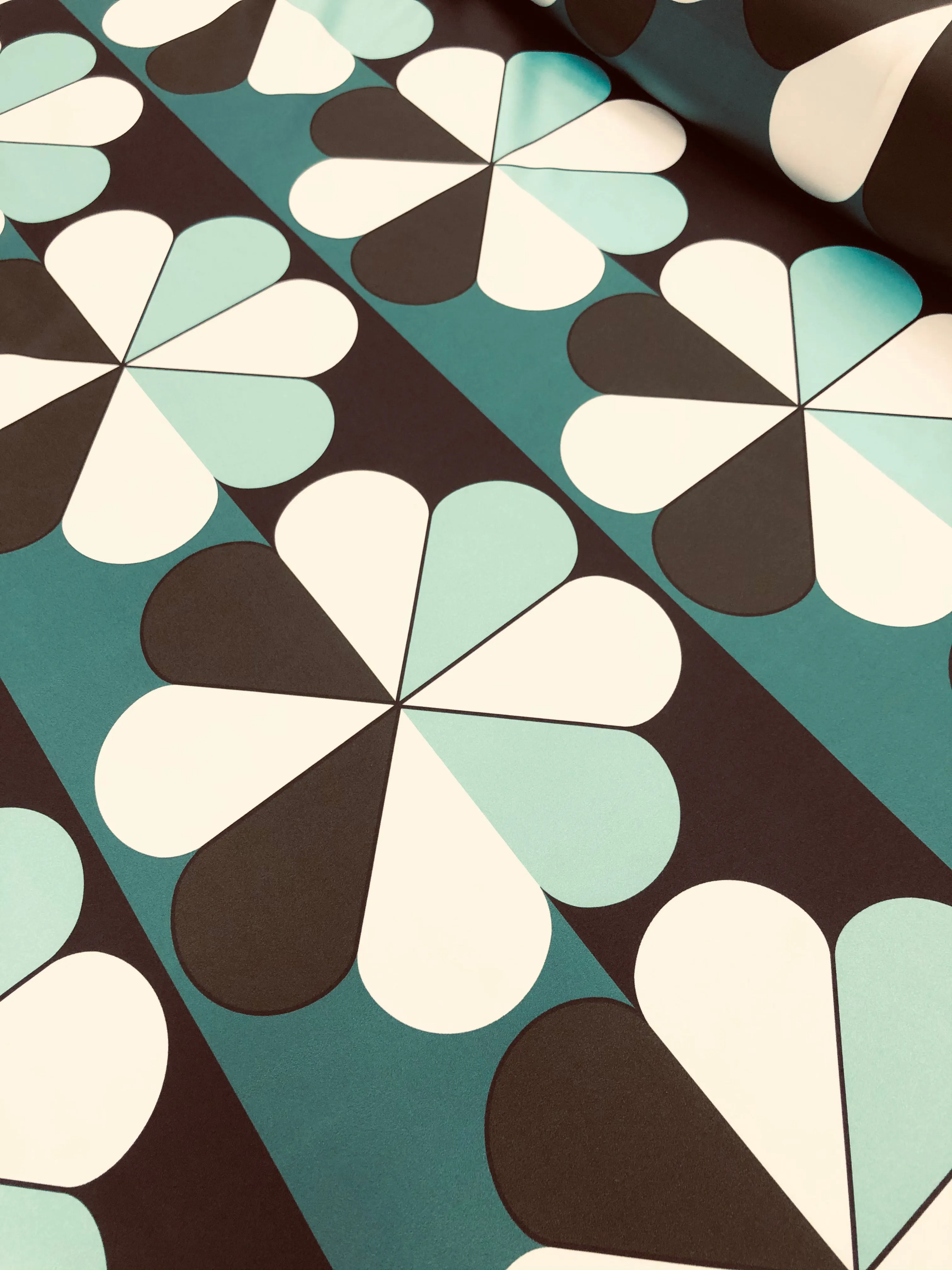 Satin Prints  - Clover Deep Teal