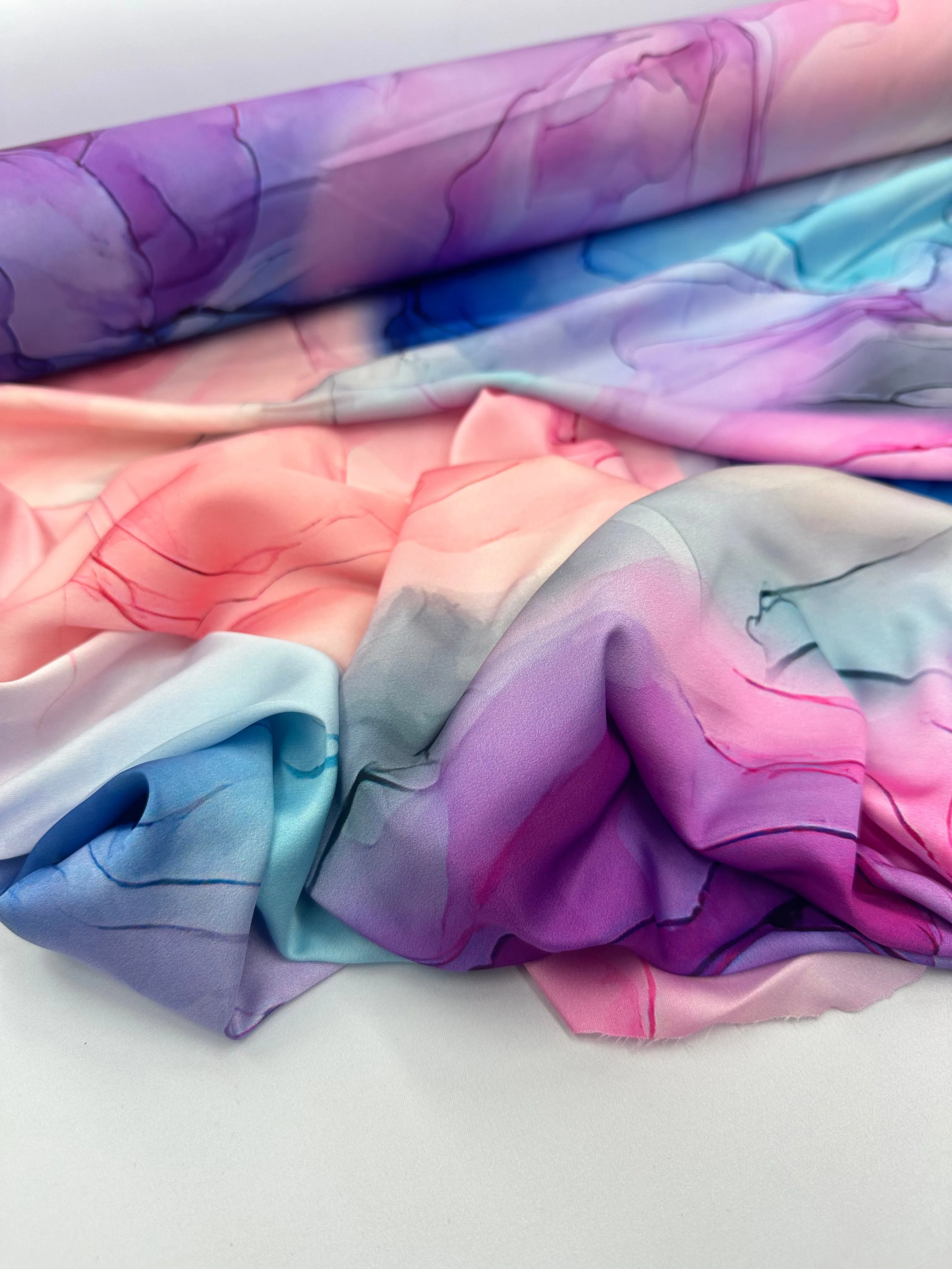 Satin Prints  - Marble Wave Pink