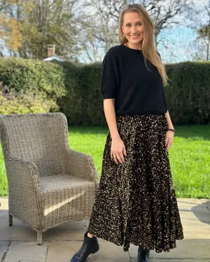 Sequin & Velvet Skirt - Chocolate Brown