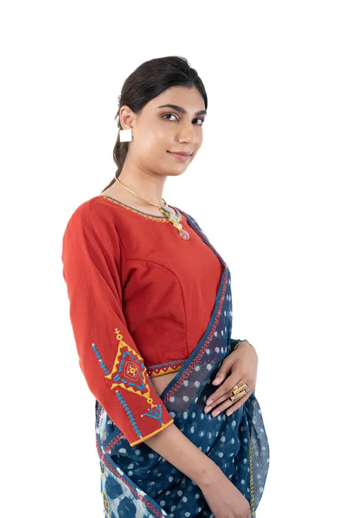 Shifrah Soof Embroidered Red 3-Quarter Sleeve Blouse