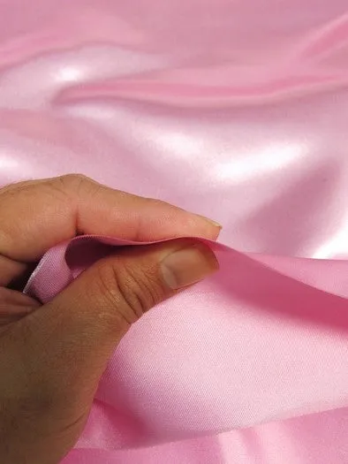 Solid Shiny Bridal Satin Fabric / Bubble Gum / Sold By The Yard