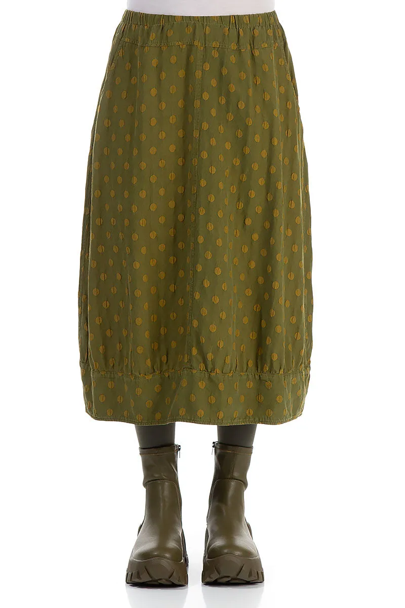 Taper Dotty Olive Silk Skirt