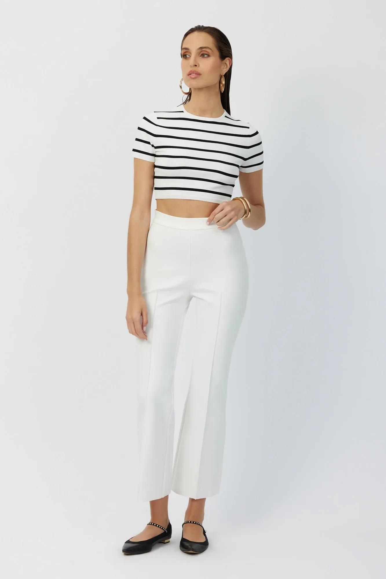 The Gina - Breton Striped Retro Crop Top Viscose