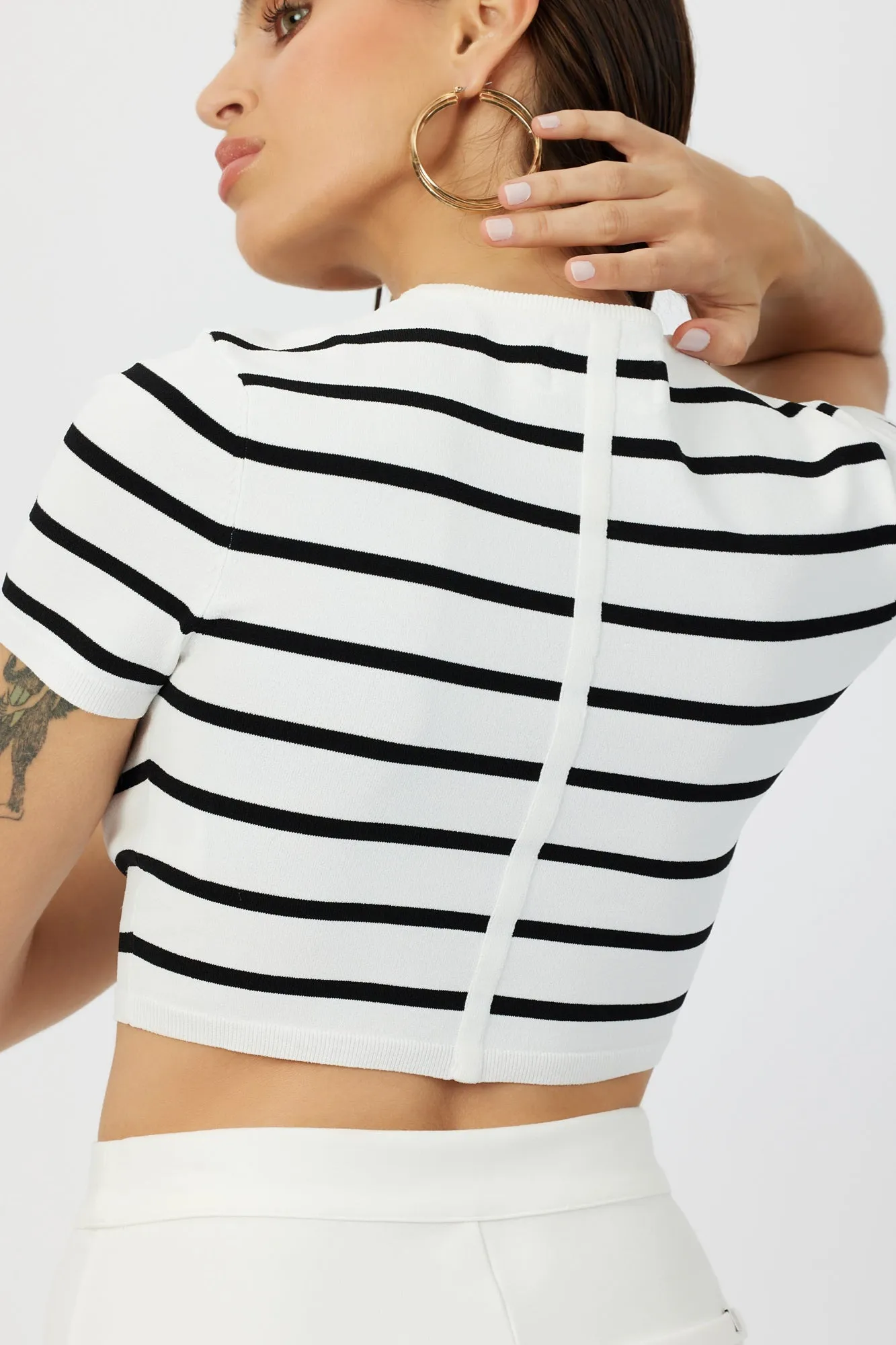 The Gina - Breton Striped Retro Crop Top Viscose