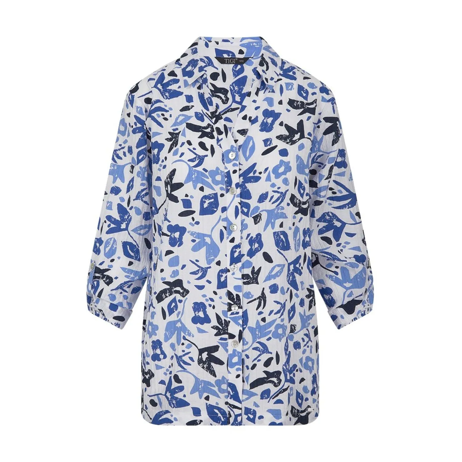 TIGI 14/16 White Tonal Mod Flower Shirt