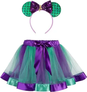 Tutu/Ballet Skirt - 2 pcs - skirt & headband - Green Mouse Ears (2-5 Y)