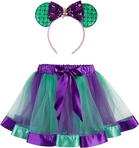 Tutu/Ballet Skirt - 2 pcs - skirt & headband - Green Mouse Ears (2-5 Y)