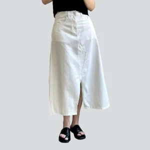 White long denim skirt