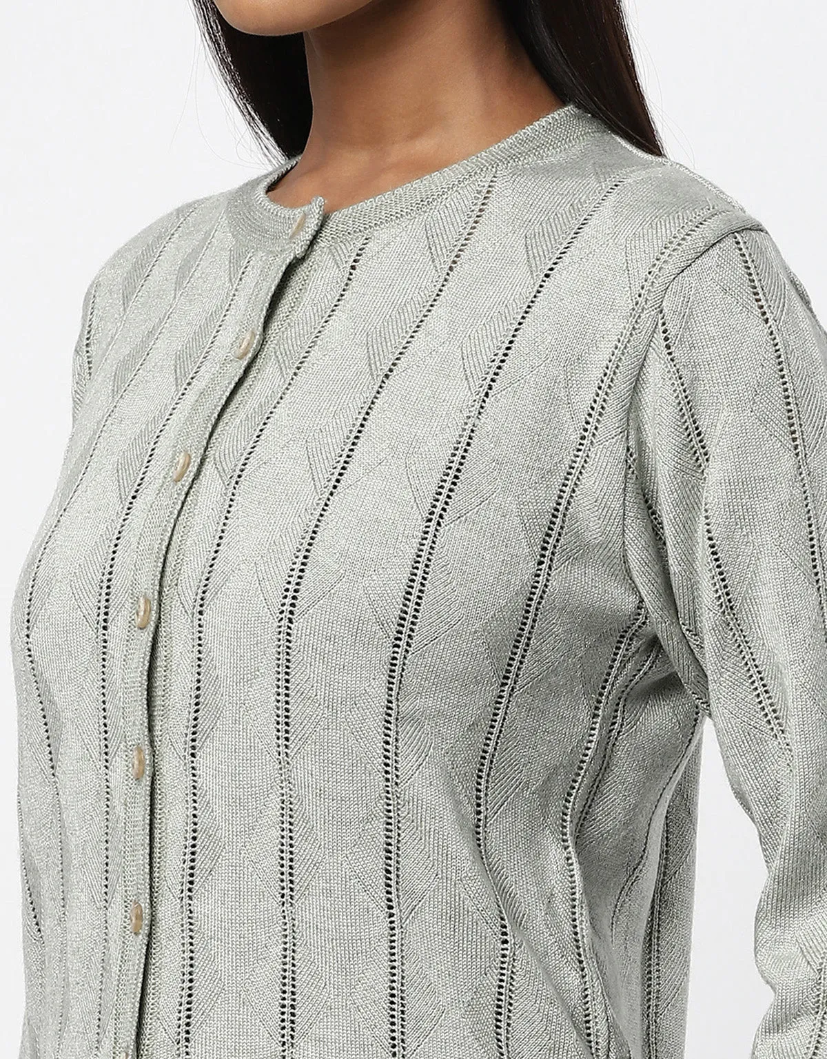 Women Woolen Round Fancy Cardigan