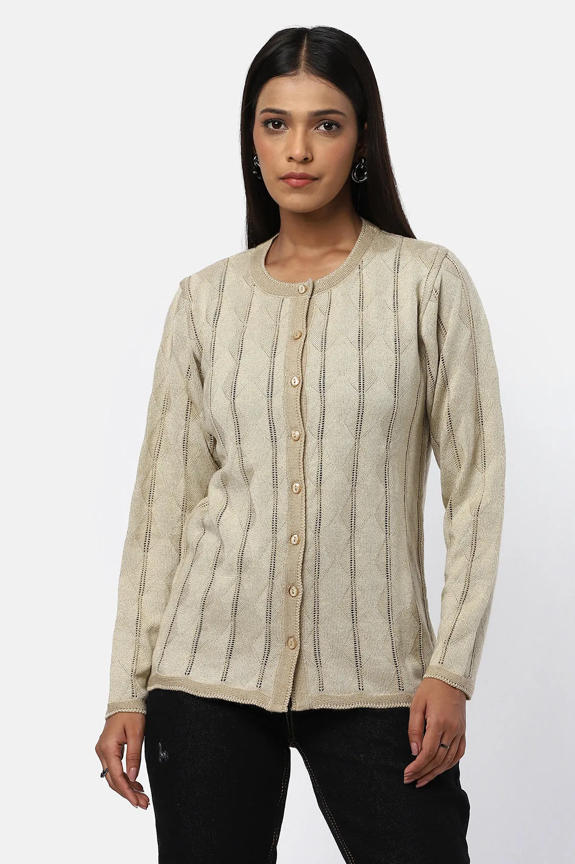 Women Woolen Round Fancy Cardigan