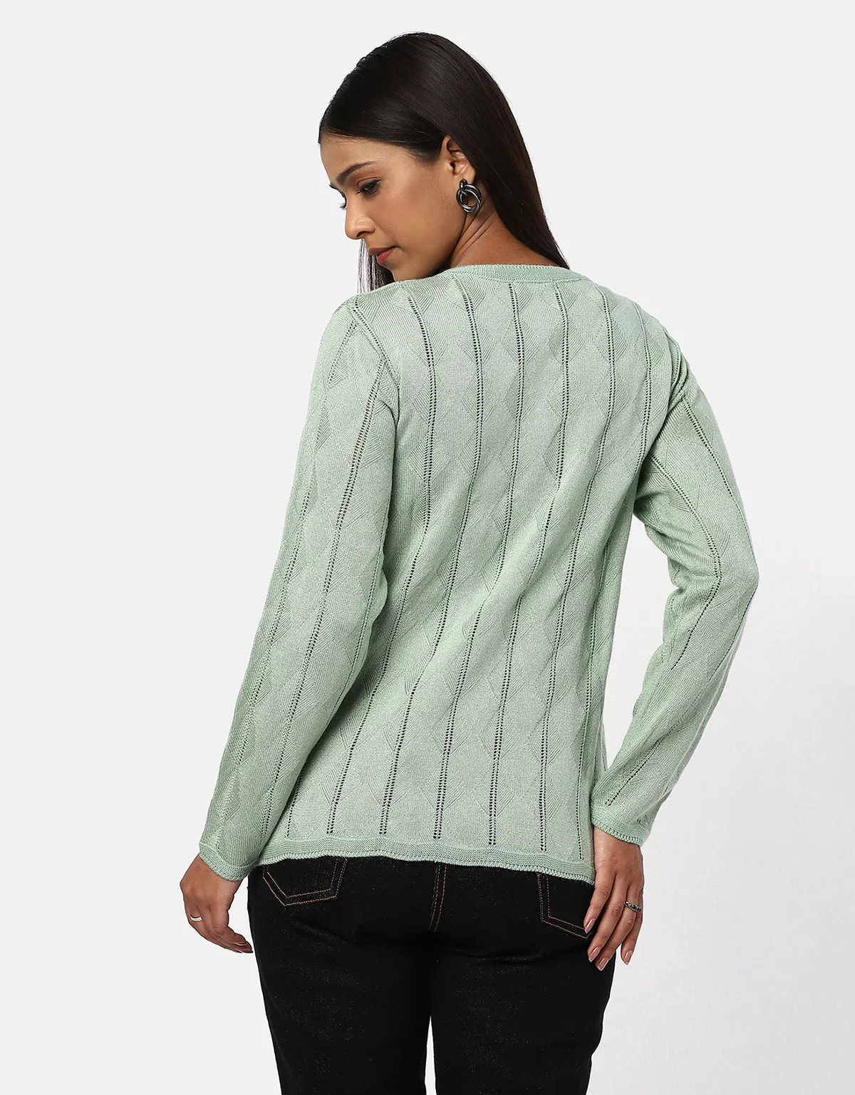 Women Woolen Round Fancy Cardigan