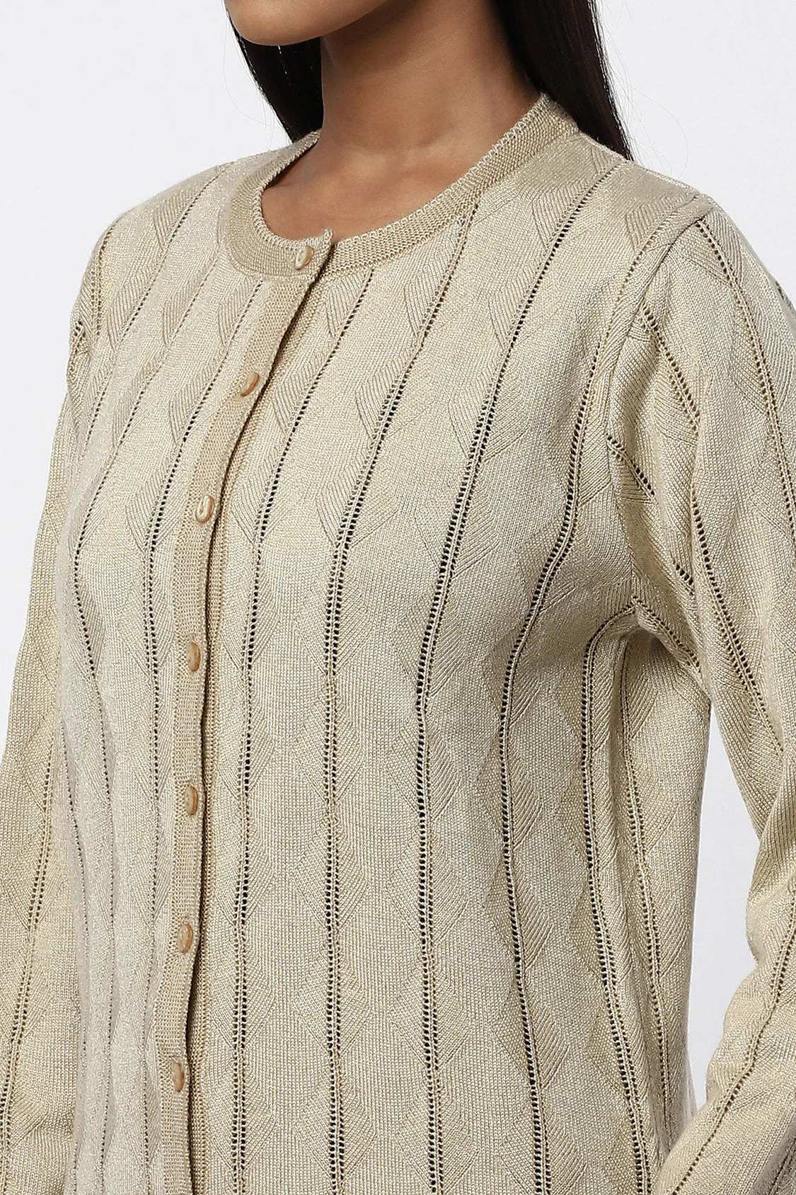 Women Woolen Round Fancy Cardigan