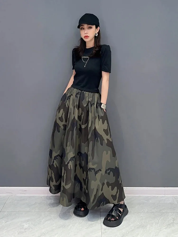 Women's Stylish Camo Print Oversized Skirt