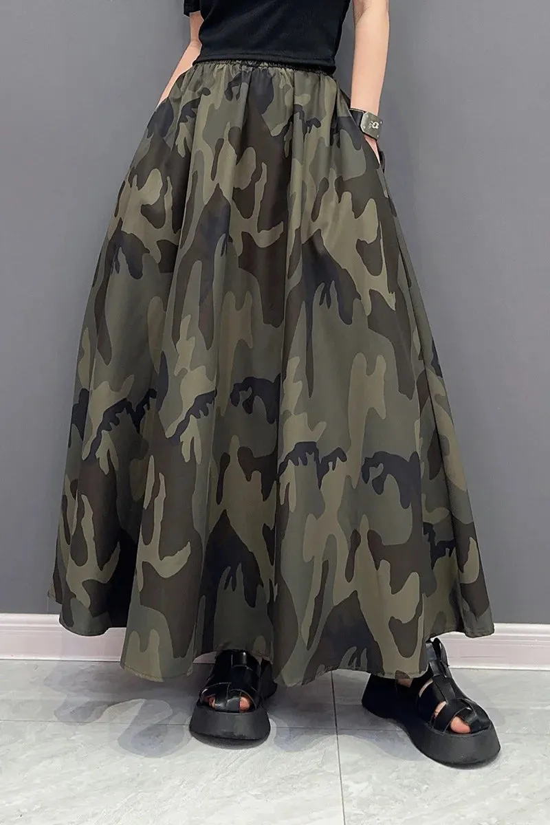 Women's Stylish Camo Print Oversized Skirt