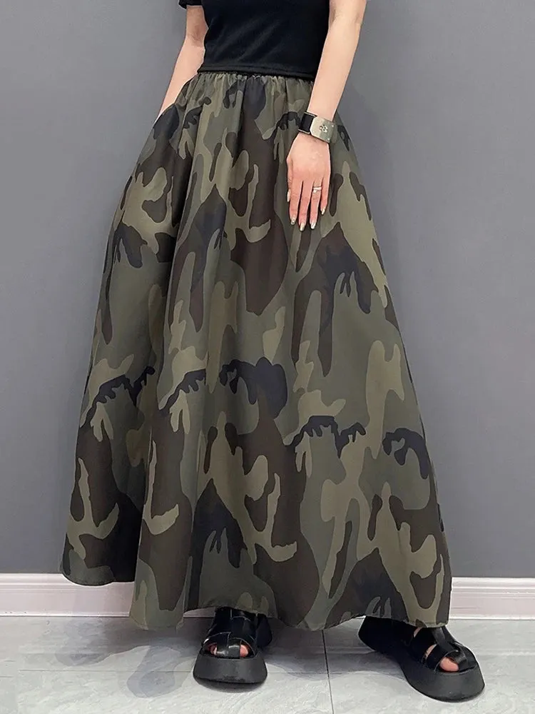 Women's Stylish Camo Print Oversized Skirt