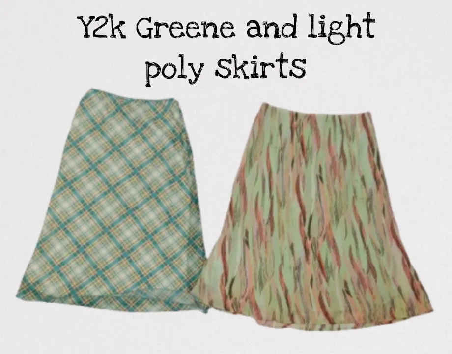 Y2k greene and light poly skirts